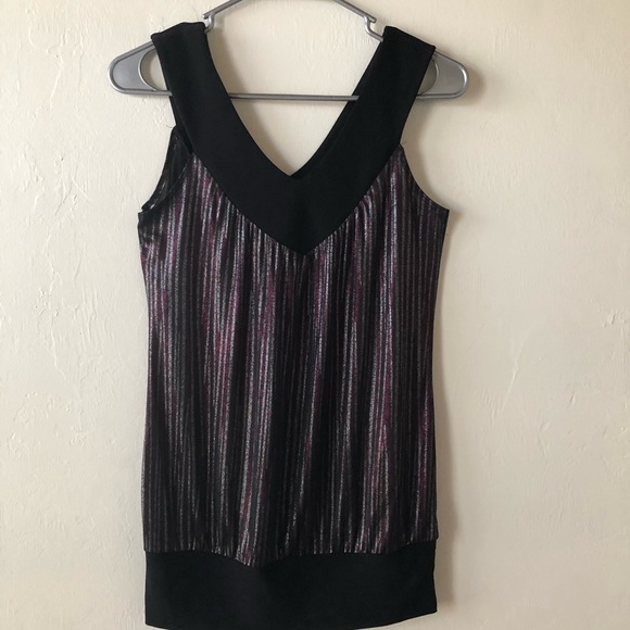 STUDIO Y Womens Sleeveless Top Size Small Juniors Semi Loose Silver Pink Black - Picture 1 of 8